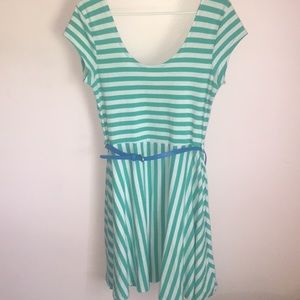 Striped dress with belt
